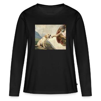 Mème de chien Dieu main Labrador Chiens - T-shirt manches longues Premium bio Femme - noir - Devant - Julia (174cm)