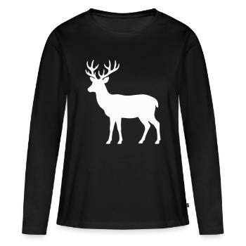 Silhouette de cerf clair de lune - T-shirt manches longues Premium bio Femme - noir - Devant - Julia (174cm)