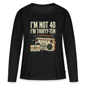 Je n’ai pas 40 ans, c’est mon 30e anniversaire - T-shirt manches longues Premium bio Femme - noir - Devant - Julia (174cm)
