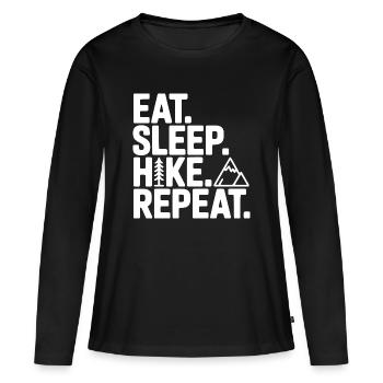 Mange. Dors. Hike. Répétez. - T-shirt manches longues Premium bio Femme - noir - Devant - Julia (174cm)