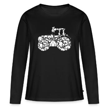 Silhouette du tracteur - T-shirt manches longues Premium bio Femme - noir - Devant - Julia (174cm)