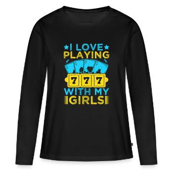 Les amateurs de jeux d’argent adorent jouer avec mes filles au casino - T-shirt manches longues Premium bio Femme - noir - Devant - Julia (174cm)