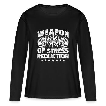 Gymnase de bodybuilder powerlifting Arme of Stress - T-shirt manches longues Premium bio Femme - noir - Devant - Julia (174cm)