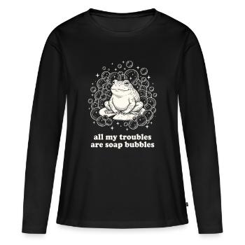 Tous mes soucis sont des bulles de savon - T-shirt manches longues Premium bio Femme - noir - Devant - Julia (174cm)