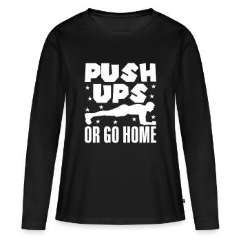 Les accros à la salle font des pompes ou des exercices de calistenie pour rentrer chez eux - T-shirt manches longues Premium bio Femme - noir - Devant - Julia (174cm)