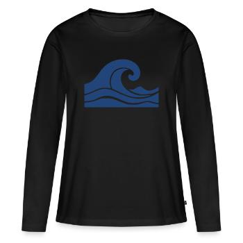 Cadeau de vacances Wave Minimal Sea Beach - T-shirt manches longues Premium bio Femme - noir - Devant - Julia (174cm)