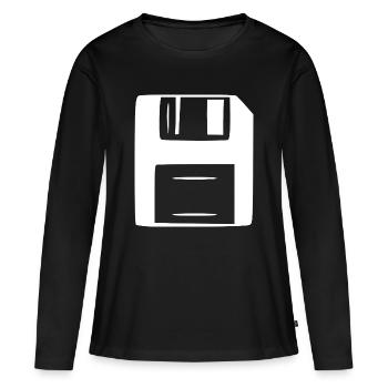 Retro_Vintage_80er_90er_Jahre_Diskette_weiss_Ge - Women's Premium Organic Long Sleeve Shirt - black - Front - Julia (174cm)