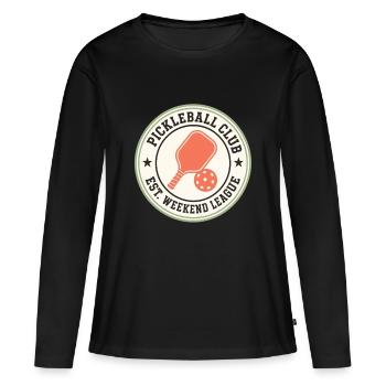Insigne de Pickleball de la Ligue du Week-end - T-shirt manches longues Premium bio Femme - noir - Devant - Julia (174cm)