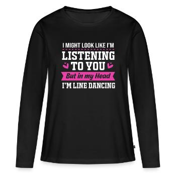 Danse en ligne - T-shirt manches longues Premium bio Femme - noir - Devant - Julia (174cm)