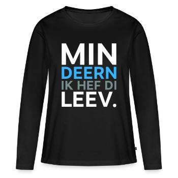 Deern ik hef di Plattdeutsch Spruch Shirt - Frauen Premium Bio Langarmshirt - Schwarz - Vorne - Julia (174cm)