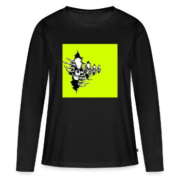 Collier squelette jaune fluo - T-shirt manches longues Premium bio Femme - noir - Devant - Julia (174cm)