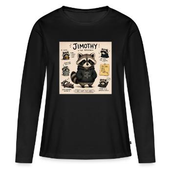 Timothy le raton laveur à capuche - T-shirt manches longues Premium bio Femme - noir - Devant - Julia (174cm)