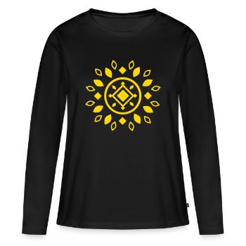 Bescheidener Mandala – Gold - Frauen Premium Bio Langarmshirt - Schwarz - Vorne - Julia (174cm)