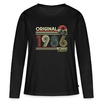 Anniversaire rétro vintage vintage original de 1986 - T-shirt manches longues Premium bio Femme - noir - Devant - Julia (174cm)