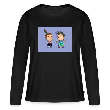 une conversation animée divertissante - T-shirt manches longues Premium bio Femme - noir - Devant - Julia (174cm)