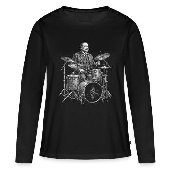 Grover Cleveland joue de la batterie - T-shirt manches longues Premium bio Femme - noir - Devant - Julia (174cm)