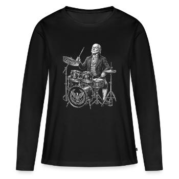 John Quincy Adams joue de la batterie - T-shirt manches longues Premium bio Femme - noir - Devant - Julia (174cm)