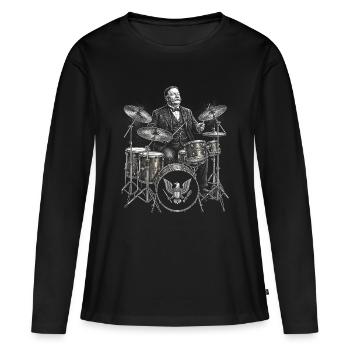 William Howard Taft joue de la batterie - T-shirt manches longues Premium bio Femme - noir - Devant - Julia (174cm)