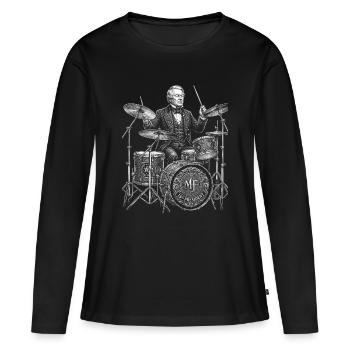 Millard Fillmore joue de la batterie - T-shirt manches longues Premium bio Femme - noir - Devant - Julia (174cm)