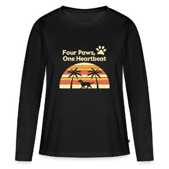 Quatre pattes et un motif de chien au coucher du soleil - T-shirt manches longues Premium bio Femme - noir - Devant - Julia (174cm)