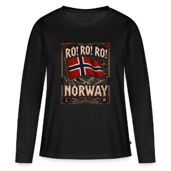 Rock Roll Norvège Norvège Montagnes du drapeau viking - T-shirt manches longues Premium bio Femme - noir - Devant - Julia (174cm)