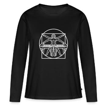 Homme Vitruvien Pianiste Da Vinci Musique pour clavier - T-shirt manches longues Premium bio Femme - noir - Devant - Julia (174cm)
