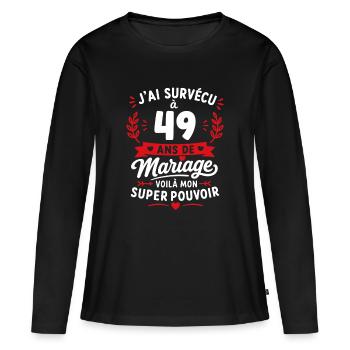 49 Ans de Mariage: Super Pouvoir - T-shirt manches longues Premium bio Femme - noir - Devant - Julia (174cm)