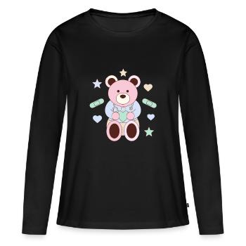 Petit Guérisseur de Cœur - T-shirt manches longues Premium bio Femme - noir - Devant - Julia (174cm)