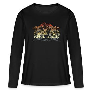 Croquis VTT Vintage - T-shirt manches longues Premium bio Femme - noir - Devant - Julia (174cm)