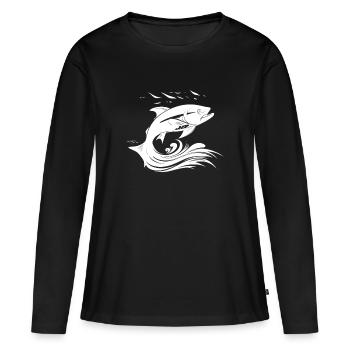 Fish Graphic - Women's Premium Organic Long Sleeve Shirt - black - Front - Julia (174cm)