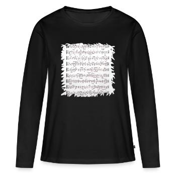Black and white sheet music with border - Women's Premium Organic Long Sleeve Shirt - black - Front - Julia (174cm)