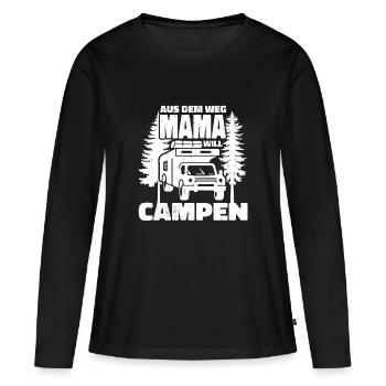 Aus dem Weg Mama campt - Frauen Premium Bio Langarmshirt - Schwarz - Vorne - Julia (174cm)