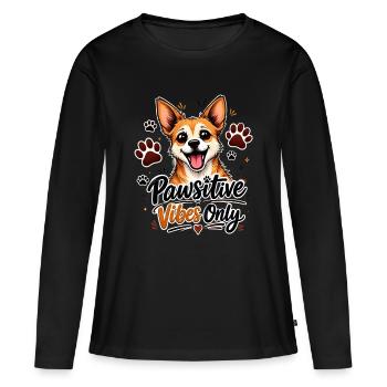 Uniquement des vibes pavoisants - T-shirt manches longues Premium bio Femme - noir - Devant - Julia (174cm)