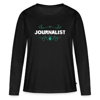 Journalist Ornament Muster - Frauen Premium Bio Langarmshirt - Schwarz - Vorne - Julia (174cm)