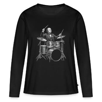 Andrew Johnson joue de la batterie - T-shirt manches longues Premium bio Femme - noir - Devant - Julia (174cm)