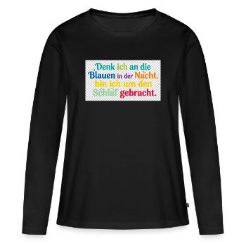 Bunte Nachtgedanken Schlafzitat - Frauen Premium Bio Langarmshirt - Schwarz - Vorne - Julia (174cm)