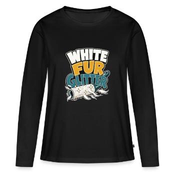 Weißer Deutscher Schäferhund Mama Geschenk, weißer Fell-Glit - Frauen Premium Bio Langarmshirt - Schwarz - Vorne - Julia (174cm)