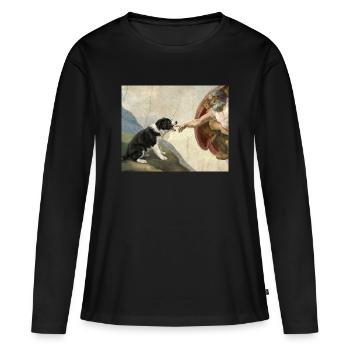 Hund Gottes Hand Border Collie Hunde meme - Frauen Premium Bio Langarmshirt - Schwarz - Vorne - Julia (174cm)