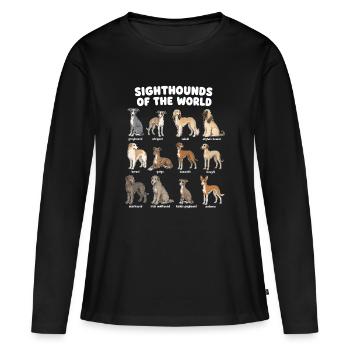 Chiens de lévrier races de chiens mignons - T-shirt manches longues Premium bio Femme - noir - Devant - Julia (174cm)