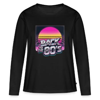 Return of the 80s Neon Sun - Women's Premium Organic Long Sleeve Shirt - black - Front - Julia (174cm)