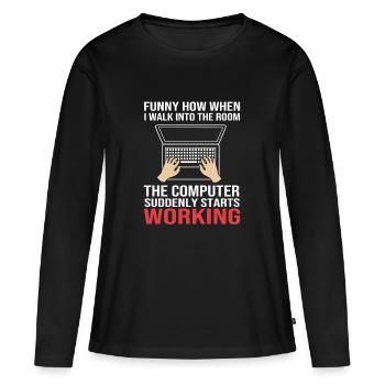 Tech Support - Frauen Premium Bio Langarmshirt - Schwarz - Vorne - Julia (174cm)