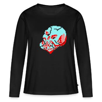 Crâne néon 8 bits - T-shirt manches longues Premium bio Femme - noir - Devant - Julia (174cm)