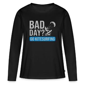 Mauvaise journée ? Go Kitesurf – T-shirt de kitesurf pour - T-shirt manches longues Premium bio Femme - noir - Devant - Julia (174cm)