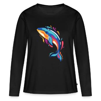  Bunter Wal Im Ozean Für Meeresliebhaber Und - Frauen Premium Bio Langarmshirt - Schwarz - Vorne - Julia (174cm)