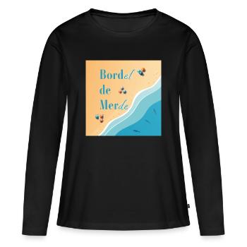 Plage pastel et vagues azur - T-shirt manches longues Premium bio Femme - noir - Devant - Julia (174cm)