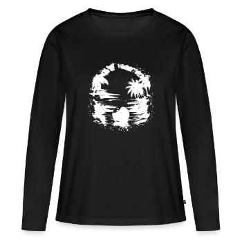Bowling Sonnenuntergang - Frauen Premium Bio Langarmshirt - Schwarz - Vorne - Julia (174cm)