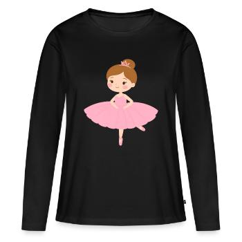 Petite ballerine en tutu rose – Décoration de danse - T-shirt manches longues Premium bio Femme - noir - Devant - Julia (174cm)