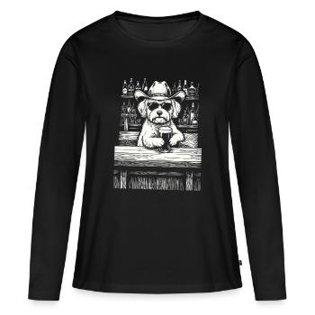 Cowboy Dog Beer Funny Maltheser - Women's Premium Organic Long Sleeve Shirt - black - Front - Julia (174cm)
