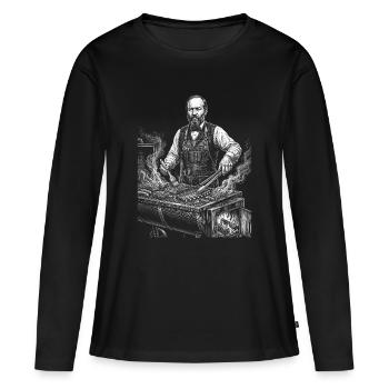 James Un barbecue grillé - T-shirt manches longues Premium bio Femme - noir - Devant - Julia (174cm)