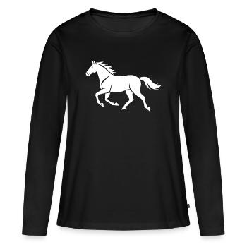 Cavalier cadeau silhouette de cheval blanc - T-shirt manches longues Premium bio Femme - noir - Devant - Julia (174cm)